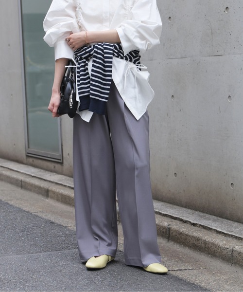 FREE'S MART（フリーズマート）の「◆【Ｓｍａｒｔ　Ｅａｓｙ】ワンタックワイドパンツ（スラックス・レディース・ブラック/ピンク/ベージュ/ネイビー/グレー・X-SMALL/XX-SMALL/LARGE/MEDIUM/SMALL）」の2枚目の写真