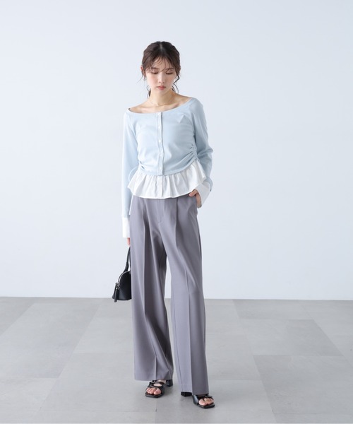 FREE'S MART（フリーズマート）の「◆【Ｓｍａｒｔ　Ｅａｓｙ】ワンタックワイドパンツ（スラックス・レディース・ブラック/ピンク/ベージュ/ネイビー/グレー・X-SMALL/XX-SMALL/LARGE/MEDIUM/SMALL）」の18枚目の写真