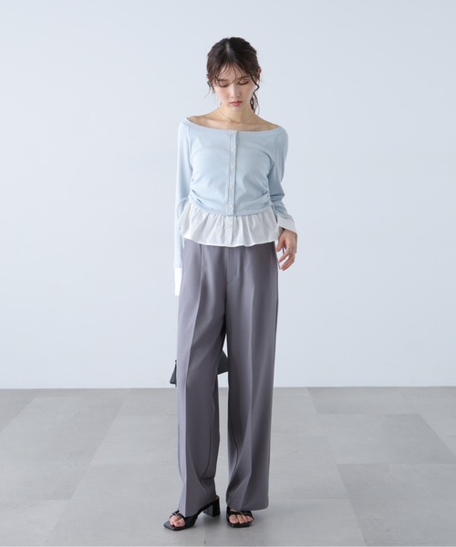 FREE'S MART（フリーズマート）の「◆【Ｓｍａｒｔ　Ｅａｓｙ】ワンタックワイドパンツ（スラックス・レディース・ブラック/ピンク/ベージュ/ネイビー/グレー・X-SMALL/XX-SMALL/LARGE/MEDIUM/SMALL）」の20枚目の写真