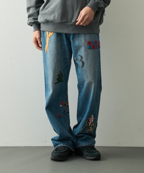 KHOKI/コッキ】Hand-Embroidered Denim Pants（デニムパンツ）｜KHOKI