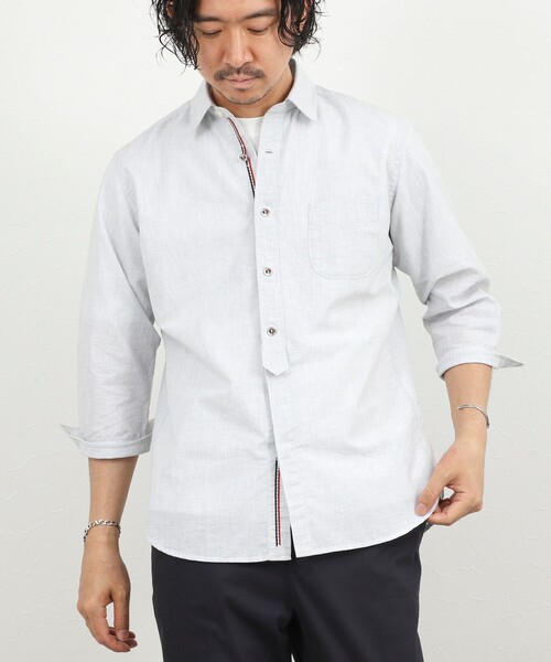 NOLLEY’S（ノーリーズ）の「綿麻 パラシュートボタン7分袖シャツ 26SS（シャツ/ブラウス・メンズ・ネイビー/オフホワイト/ピンク/ライトブルー・S/M/L/XL）」の21枚目の写真