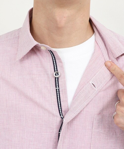 NOLLEY’S（ノーリーズ）の「綿麻 パラシュートボタン7分袖シャツ 26SS（シャツ/ブラウス・メンズ・ネイビー/オフホワイト/ピンク/ライトブルー・S/M/L/XL）」の8枚目の写真