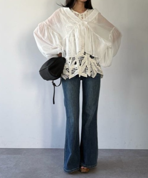 flaeu(フラユ)の「Air Caftan Blouse(シャツ/ブラウス・レディース・ホワイト/ブルー/グレー/ブラック/イエロー・FREE)」の9枚目の写真