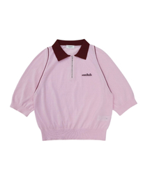 セージアノラック配色ニット PINK