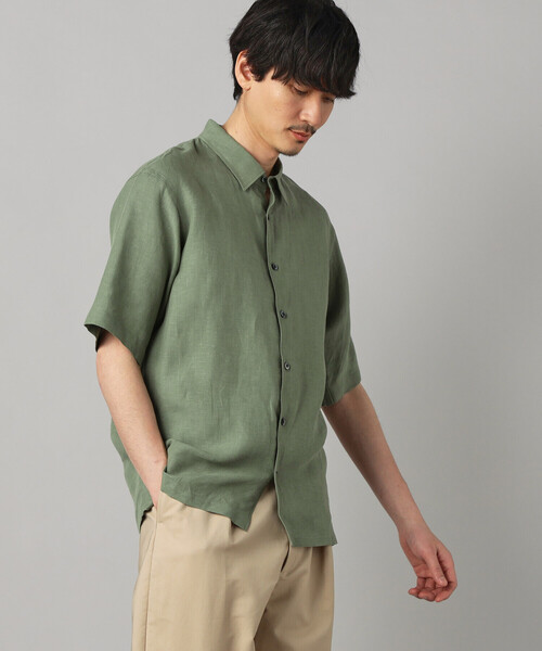 COMME CA MEN（コムサメン）の「〔LIBECO 〕リネンブロード 半袖レギュラーカラーシャツ（シャツ/ブラウス・メンズ・サックスブルー/オリーブ・M/S/L）」の2枚目の写真
