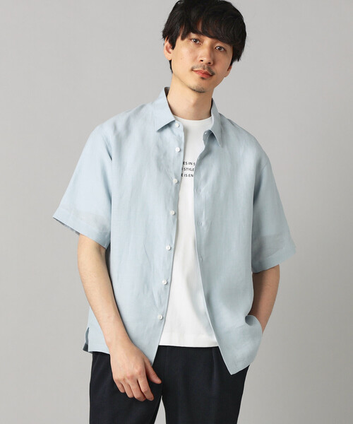 COMME dea GARÇONS HOMME リネンシャツ　リネン麻 LIBECO 〕リネンブロード 半袖レギュラーカラーシャツ（シャツ