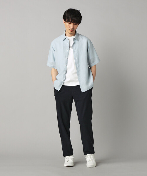 COMME CA MEN（コムサメン）の「〔LIBECO 〕リネンブロード 半袖レギュラーカラーシャツ（シャツ/ブラウス・メンズ・サックスブルー/オリーブ・M/S/L）」の3枚目の写真