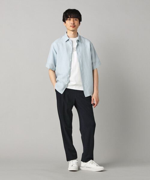 COMME CA MEN（コムサメン）の「〔LIBECO 〕リネンブロード 半袖レギュラーカラーシャツ（シャツ/ブラウス・メンズ・サックスブルー/オリーブ・M/S/L）」の4枚目の写真