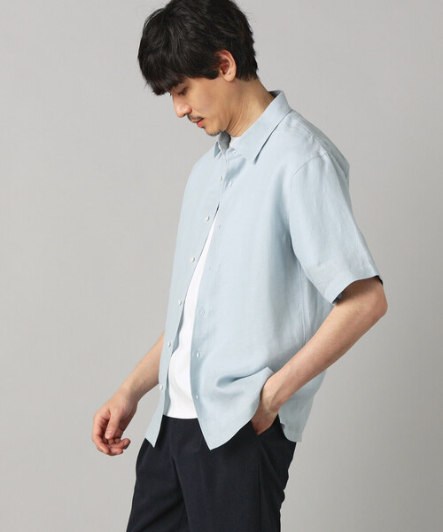 COMME CA MEN（コムサメン）の「〔LIBECO 〕リネンブロード 半袖レギュラーカラーシャツ（シャツ/ブラウス・メンズ・サックスブルー/オリーブ・M/S/L）」の5枚目の写真