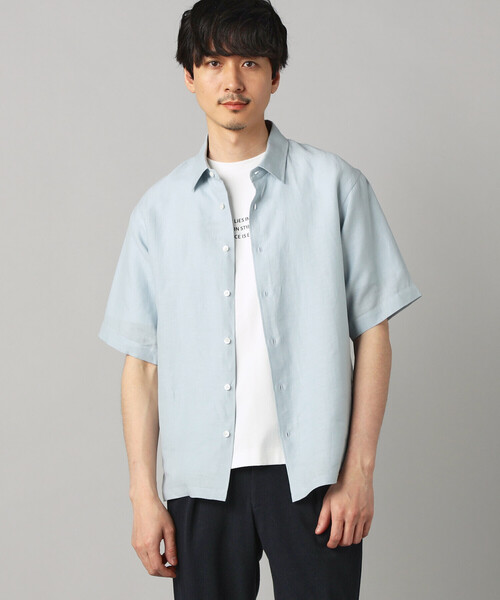 COMME CA MEN（コムサメン）の「〔LIBECO 〕リネンブロード 半袖レギュラーカラーシャツ（シャツ/ブラウス・メンズ・サックスブルー/オリーブ・M/S/L）」の6枚目の写真
