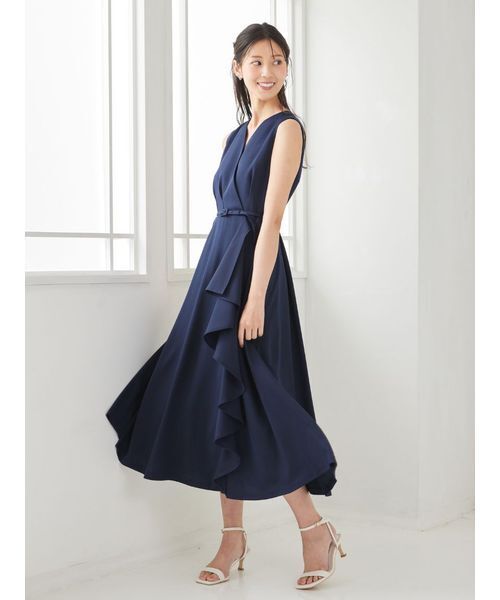 CELFORD(セルフォード)の「【洗える】カシュクールラッフルワンピース(ワンピース・レディース・イエロー/ネイビー/ドット・36/38)」の18枚目の写真