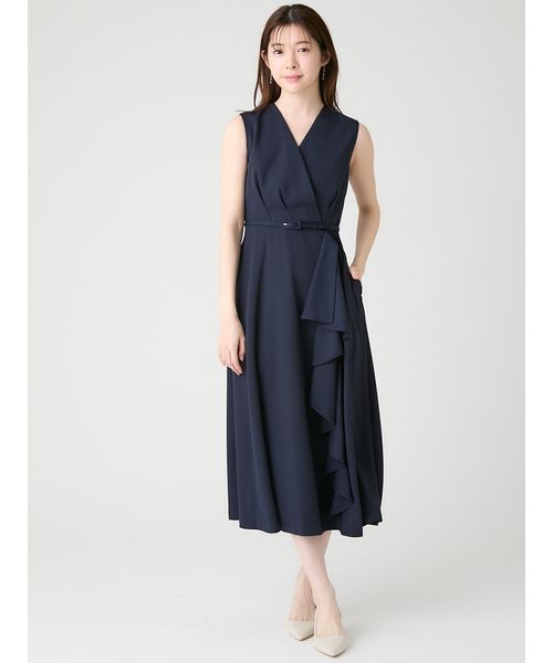 CELFORD(セルフォード)の「【洗える】カシュクールラッフルワンピース(ワンピース・レディース・イエロー/ネイビー/ドット・36/38)」の14枚目の写真