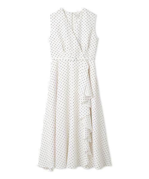 CELFORD(セルフォード)の「【洗える】カシュクールラッフルワンピース(ワンピース・レディース・イエロー/ネイビー/ドット・36/38)」の4枚目の写真