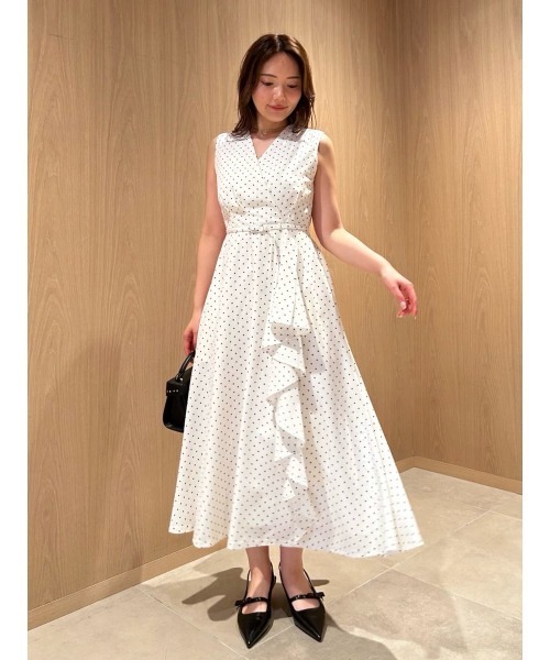 CELFORD(セルフォード)の「【洗える】カシュクールラッフルワンピース(ワンピース・レディース・イエロー/ネイビー/ドット・36/38)」の22枚目の写真