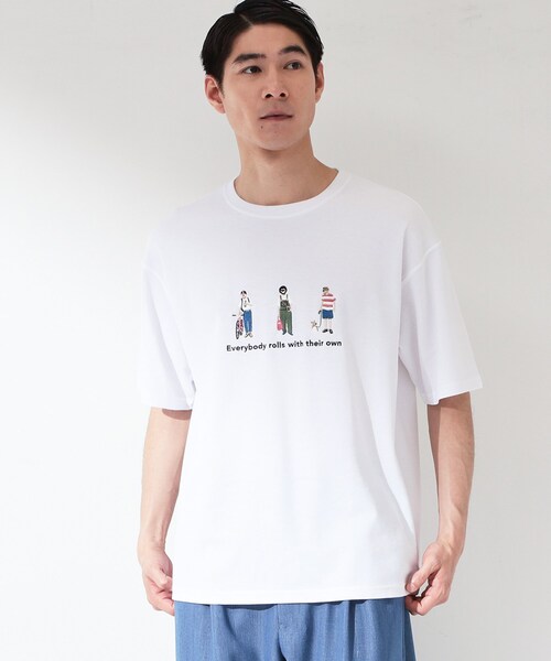 THE SHOP TK （ザ ショップ ティーケー ）の「刺繍×ロゴ 鹿の子 半袖Tシャツ 【洗濯機OK】（Tシャツ/カットソー・メンズ・ネイビー/オフホワイト・03/02）」の2枚目の写真