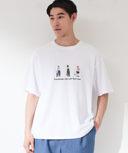 THE SHOP TK （ザ ショップ ティーケー ）の「刺繍×ロゴ 鹿の子 半袖Tシャツ 【洗濯機OK】（Tシャツ/カットソー・メンズ・ネイビー/オフホワイト・03/02）」の8枚目の写真