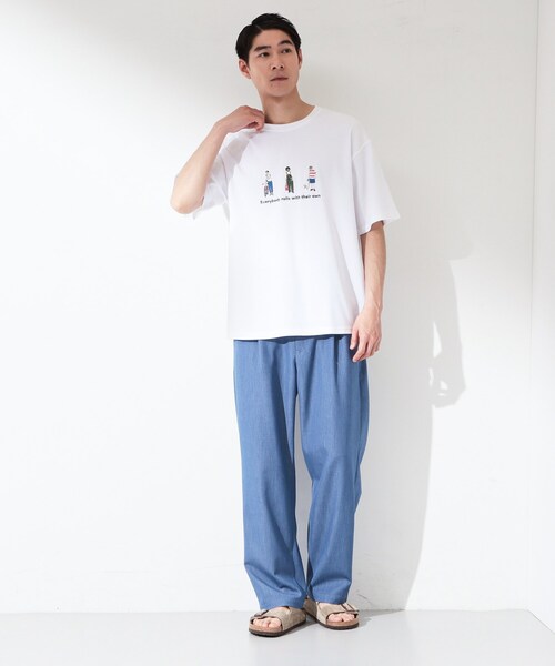 THE SHOP TK （ザ ショップ ティーケー ）の「刺繍×ロゴ 鹿の子 半袖Tシャツ 【洗濯機OK】（Tシャツ/カットソー・メンズ・ネイビー/オフホワイト・03/02）」の10枚目の写真