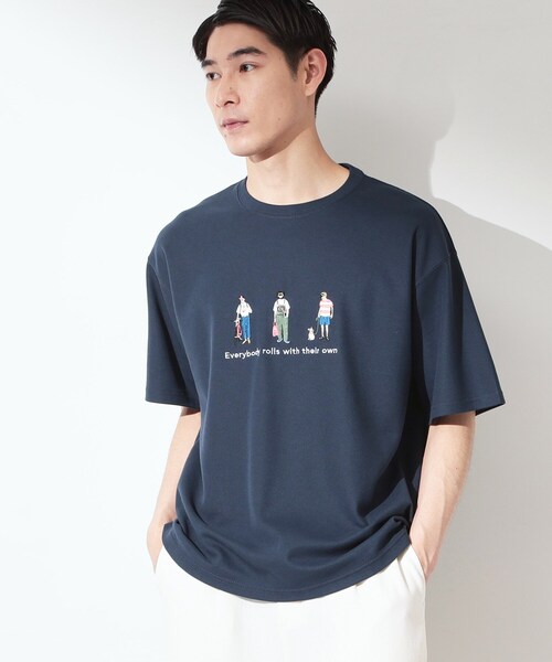 THE SHOP TK （ザ ショップ ティーケー ）の「刺繍×ロゴ 鹿の子 半袖Tシャツ 【洗濯機OK】（Tシャツ/カットソー・メンズ・ネイビー/オフホワイト・03/02）」の12枚目の写真