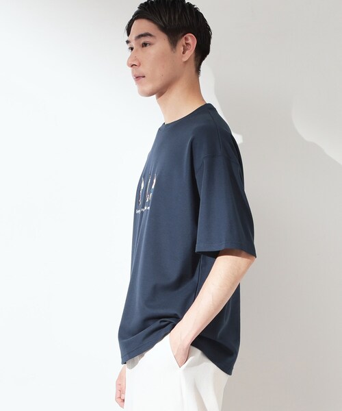 THE SHOP TK （ザ ショップ ティーケー ）の「刺繍×ロゴ 鹿の子 半袖Tシャツ 【洗濯機OK】（Tシャツ/カットソー・メンズ・ネイビー/オフホワイト・03/02）」の13枚目の写真