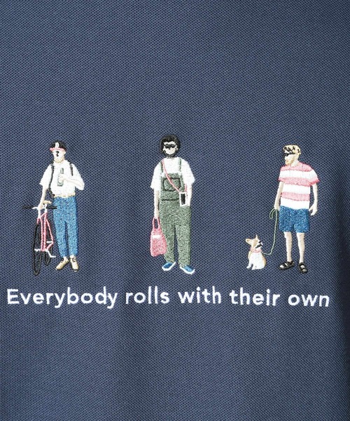THE SHOP TK （ザ ショップ ティーケー ）の「刺繍×ロゴ 鹿の子 半袖Tシャツ 【洗濯機OK】（Tシャツ/カットソー・メンズ・ネイビー/オフホワイト・03/02）」の15枚目の写真