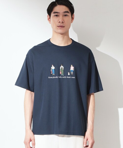 THE SHOP TK （ザ ショップ ティーケー ）の「刺繍×ロゴ 鹿の子 半袖Tシャツ 【洗濯機OK】（Tシャツ/カットソー・メンズ・ネイビー/オフホワイト・03/02）」の16枚目の写真