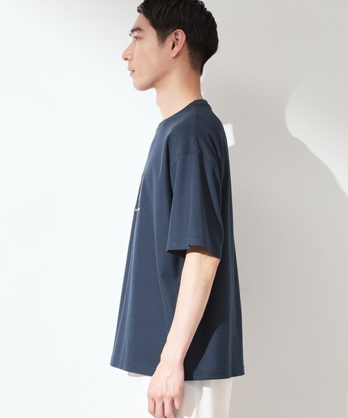 THE SHOP TK （ザ ショップ ティーケー ）の「刺繍×ロゴ 鹿の子 半袖Tシャツ 【洗濯機OK】（Tシャツ/カットソー・メンズ・ネイビー/オフホワイト・03/02）」の3枚目の写真