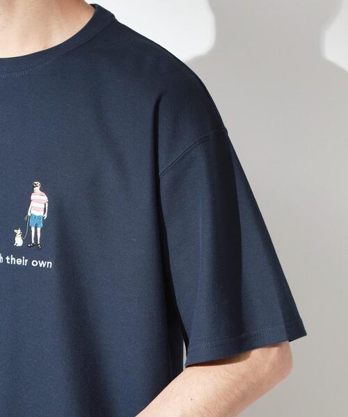 THE SHOP TK （ザ ショップ ティーケー ）の「刺繍×ロゴ 鹿の子 半袖Tシャツ 【洗濯機OK】（Tシャツ/カットソー・メンズ・ネイビー/オフホワイト・03/02）」の6枚目の写真