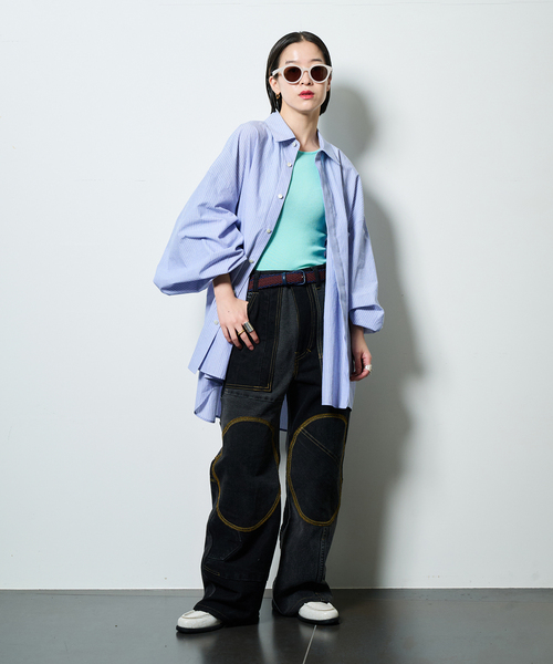 CITYSHOP（シティーショップ）の「《追加2》BALLOON CUFF シャツ（シャツ/ブラウス・レディース・ホワイト/ブルー・FREE）」の6枚目の写真