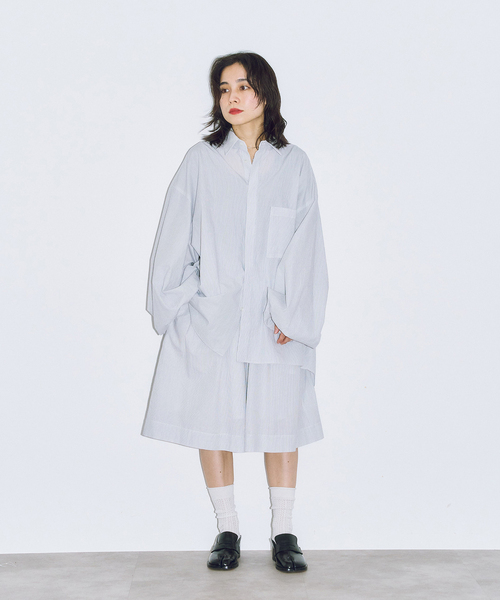 CITYSHOP（シティーショップ）の「《追加2》BALLOON CUFF シャツ（シャツ/ブラウス・レディース・ホワイト/ブルー・FREE）」の8枚目の写真