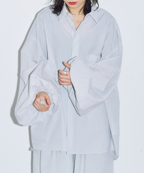 CITYSHOP（シティーショップ）の「《追加2》BALLOON CUFF シャツ（シャツ/ブラウス・レディース・ホワイト/ブルー・FREE）」の10枚目の写真