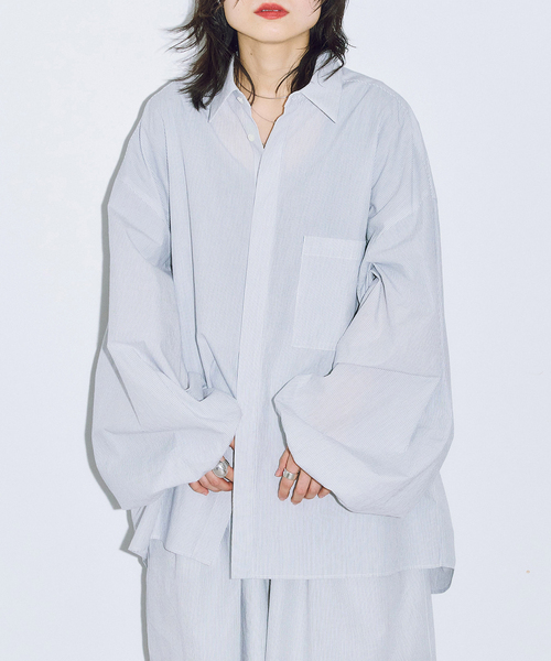 CITYSHOP（シティーショップ）の「《追加2》BALLOON CUFF シャツ（シャツ/ブラウス・レディース・ホワイト/ブルー・FREE）」の11枚目の写真