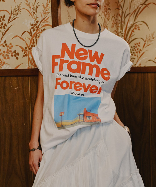Freada(フリーダ)の「Freada/フリーダ オリジナル フォト プリント Tシャツ(Tシャツ/カットソー・レディース・ホワイト/ブラック・ONE SIZE)」の1枚目の写真