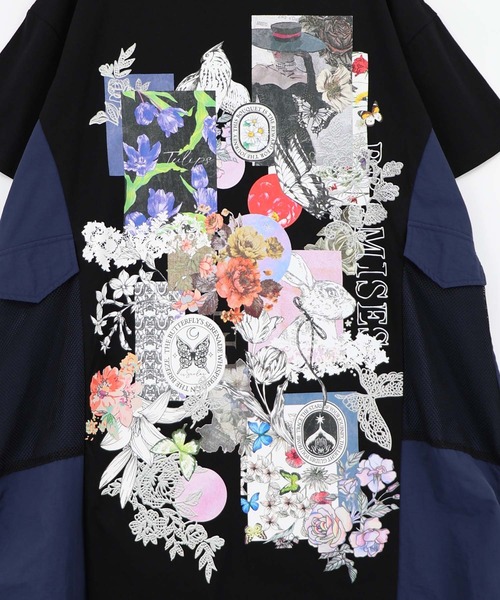 iS ScoLar(イズスカラー)の「562206:花コラージュ柄 異素材使いワンピース(ワンピース・レディース・ブラック/オフホワイト・M)」の14枚目の写真