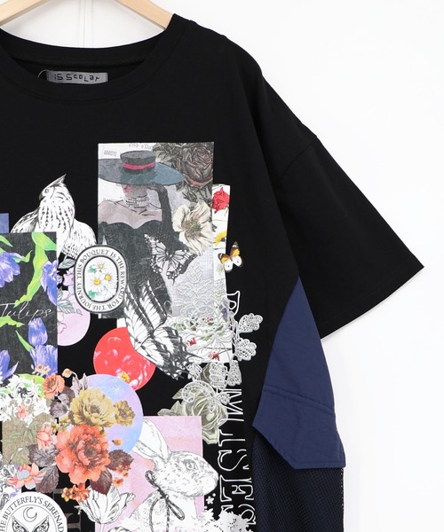 iS ScoLar(イズスカラー)の「562206:花コラージュ柄 異素材使いワンピース(ワンピース・レディース・ブラック/オフホワイト・M)」の16枚目の写真