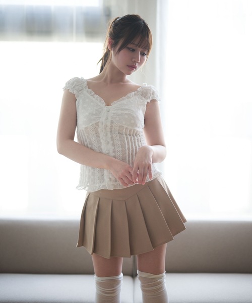 M DOLLY(エムドリー)の「Cotton lace belle tops / コットンレースベルトップス(シャツ/ブラウス・レディース・ホワイト/グレー・FREE)」の7枚目の写真