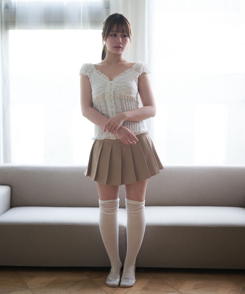 M DOLLY(エムドリー)の「Cotton lace belle tops / コットンレースベルトップス(シャツ/ブラウス・レディース・ホワイト/グレー・FREE)」の11枚目の写真
