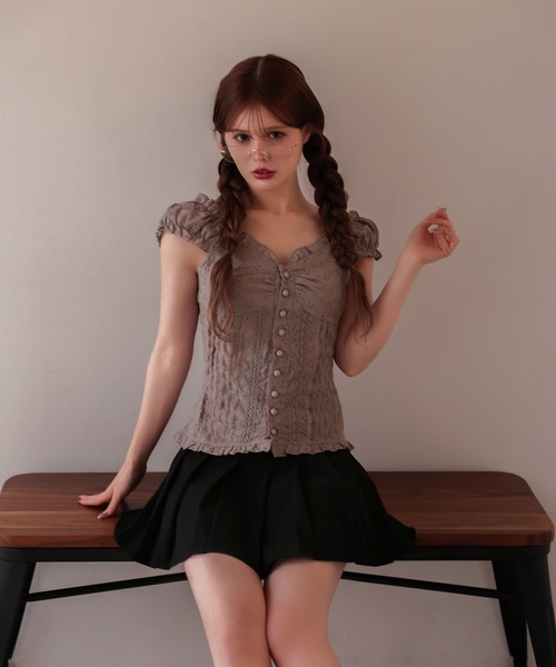 M DOLLY(エムドリー)の「Cotton lace belle tops / コットンレースベルトップス(シャツ/ブラウス・レディース・ホワイト/グレー・FREE)」の14枚目の写真