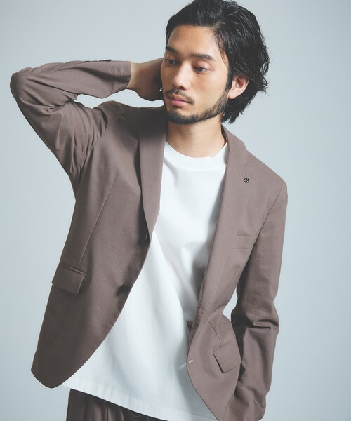 ABAHOUSE（アバハウス）の「【セットアップ対応】スーパーストレッチ リネンジャケット/ FLEX JACKET（セットアップ・メンズ・ネイビー/ライトブラウン・44/46/48/50）」の2枚目の写真