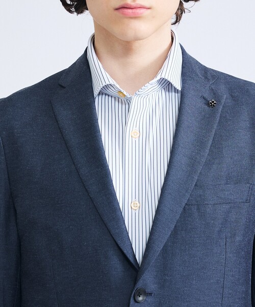 ABAHOUSE（アバハウス）の「【セットアップ対応】スーパーストレッチ リネンジャケット/ FLEX JACKET（セットアップ・メンズ・ネイビー/ライトブラウン・44/46/48/50）」の7枚目の写真
