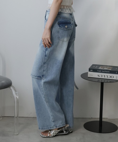 Ulysses(ユリシス)の「レイヤードデザインワイドデニム(デニムパンツ・レディース・ブルー・S)」の10枚目の写真