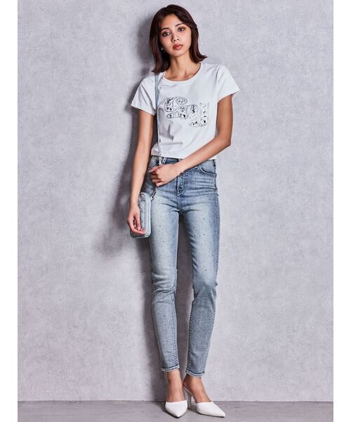 GYDA(ジェイダ)の「ハイウエストbijouスキニーデニムパンツ(デニムパンツ・レディース・インディゴブルー/ライトブルー/ブラック・SMALL/X-SMALL/MEDIUM)」の7枚目の写真