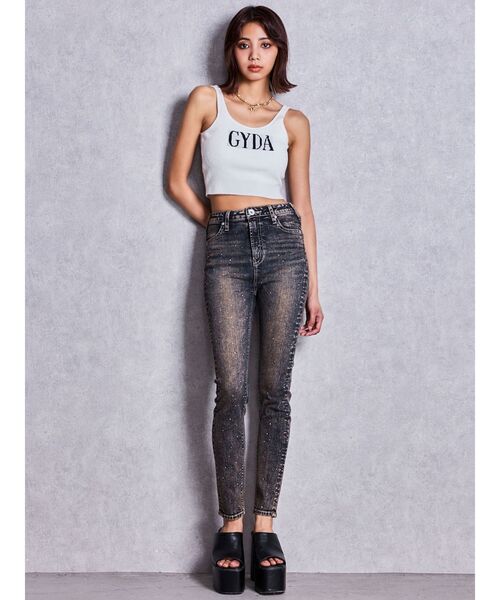GYDA(ジェイダ)の「ハイウエストbijouスキニーデニムパンツ(デニムパンツ・レディース・インディゴブルー/ライトブルー/ブラック・SMALL/X-SMALL/MEDIUM)」の9枚目の写真