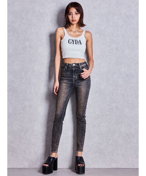 GYDA(ジェイダ)の「ハイウエストbijouスキニーデニムパンツ(デニムパンツ・レディース・インディゴブルー/ライトブルー/ブラック・SMALL/X-SMALL/MEDIUM)」の10枚目の写真