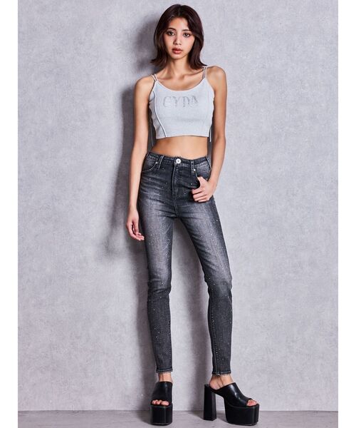 GYDA(ジェイダ)の「ハイウエストbijouスキニーデニムパンツ(デニムパンツ・レディース・インディゴブルー/ライトブルー/ブラック・SMALL/X-SMALL/MEDIUM)」の12枚目の写真