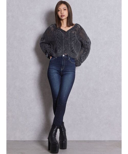 GYDA(ジェイダ)の「ハイウエストbijouスキニーデニムパンツ(デニムパンツ・レディース・インディゴブルー/ライトブルー/ブラック/ダークネイビー・SMALL/X-SMALL/MEDIUM)」の19枚目の写真