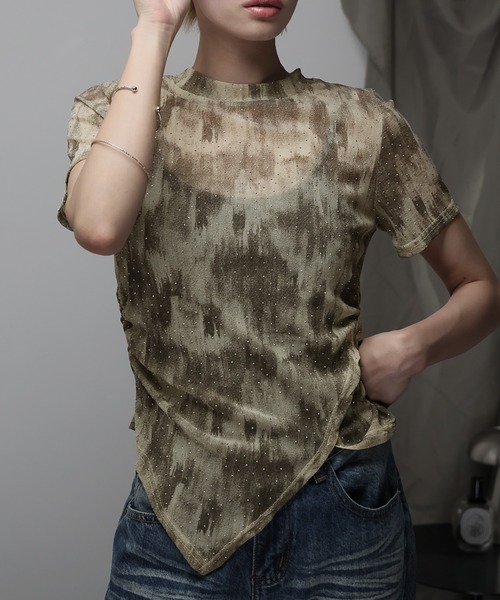 Ulysses(ユリシス)の「裾アシメラインストーンカットソー(Tシャツ/カットソー・レディース・グレー/ベージュ・F)」の9枚目の写真