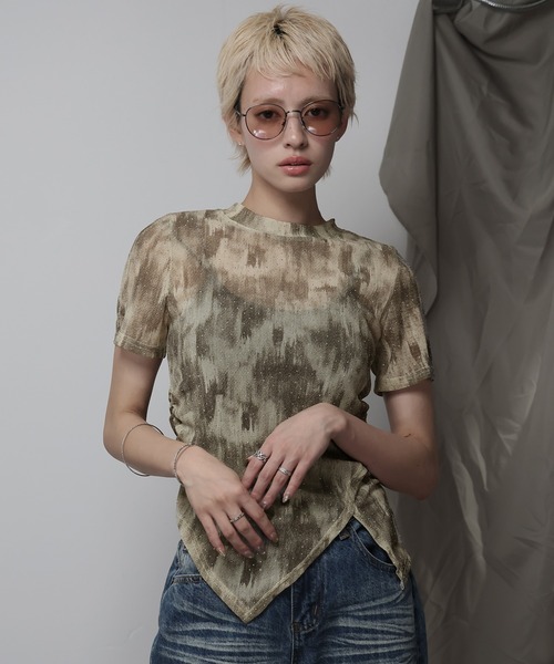 Ulysses(ユリシス)の「裾アシメラインストーンカットソー(Tシャツ/カットソー・レディース・グレー/ベージュ・F)」の11枚目の写真