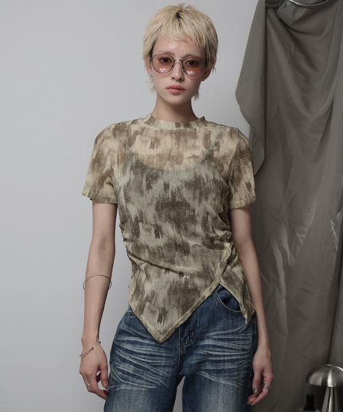 Ulysses(ユリシス)の「裾アシメラインストーンカットソー(Tシャツ/カットソー・レディース・グレー/ベージュ・F)」の14枚目の写真