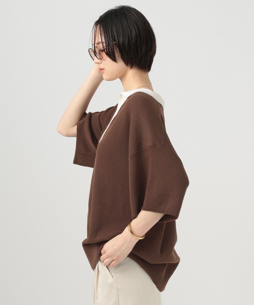BAYFLOW（ベイフロー）の「スキッパー配色ニットプルオーバー（ニット/セーター・レディース・モーブ系/ブラウン/ネイビー・FREE）」の15枚目の写真