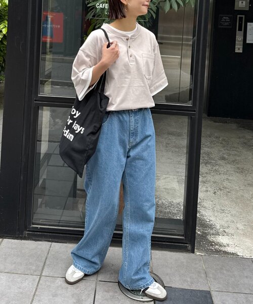 CIAOPANIC TYPY(チャオパニックティピー)の「【UNISEX】【汗シミ防止】レイヤードライクヘンリーTEE(Tシャツ/カットソー・メンズ・ベージュ/カーキ/ブラック/ホワイト・LARGE/MEDIUM)」の8枚目の写真